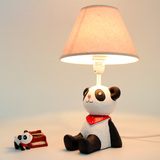 仰望天空小动物熊猫台灯儿童书房卧室布艺灯罩树脂床头灯生日礼物
