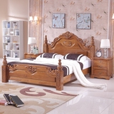 欧式床全实木榆木床 1.5/1.8米白色双人卧室美式古典气压高箱婚床