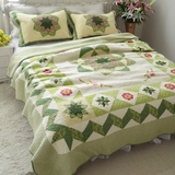 出口韩国韩式绣花被 纯棉水洗全棉绗缝被三件套床盖床单空调夏被