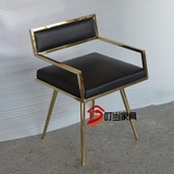 金色软包餐椅现代书椅办公椅扶手单椅高档餐厅椅子简约酒店餐桌椅