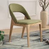 实木餐椅 高档时尚软包椅创意设计师椅酒店咖啡厅餐椅北欧实木椅