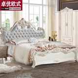 欧式全实木橡木头层纯牛皮1.8米2米2.2m双人床美式卧室象牙白大床