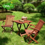 花园阳台实木折叠桌椅组合三件套防腐红胡桃庭院休闲家具中式田园
