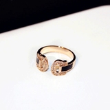 欧美大牌奢华18K玫瑰金开口戒指女 时尚简约气质镶钻指环饰品礼物