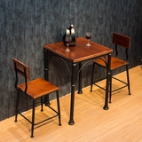美式时尚复古铁艺实木餐桌西餐厅户外休闲咖啡厅酒吧桌椅组合