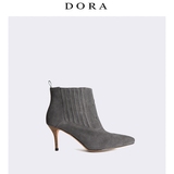 【DORA】韩版秋季短靴尖头裸靴细跟高跟鞋马丁靴磨砂皮及踝靴新品