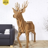 木目原创 北欧创意家居动物摆件 麋鹿样板房边几玄关桌书架置物架