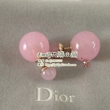 Dior迪奥新款粉色透明琉璃石大小珍珠拼接双面两用耳钉