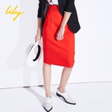 lily 2016夏正品代购 116200C6601 商务通勤OL纯色百搭包臀半身裙