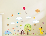 猴子长颈鹿动物可移除墙贴纸儿童房幼儿园装饰壁画儿童房墙贴