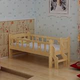 儿童床实木带护栏床加宽男孩女孩小床儿童宝宝单人拼接床松木床