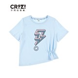CRZ潮牌闪电叹号2016专柜夏季新品纯棉印花短款女套头衫CDJ2T715