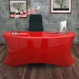 定制红色钢琴烤漆书桌写字台老板桌个性办公桌创意异形书桌老板桌