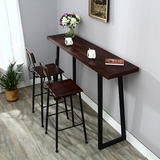定做美式铁艺实木吧台桌家用咖啡厅酒吧靠墙吧台高脚桌星巴克桌椅