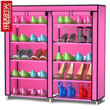 超大容量简易布鞋柜可放高跟短靴子收纳橱门口防尘多层双排放鞋架