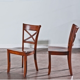 全实木美式餐椅木坐面餐椅美式乡村餐椅咖啡椅简美餐椅简欧木椅子