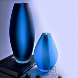 手工玻璃小花瓶花器 地中海蓝色瓶子 干花插花花器琉璃水晶摆件