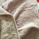 外贸出口韩国原单冬季纯色毛毯盖毯夹棉绗缝被床盖保暖法兰绒床单