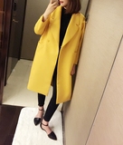 KOGIRL独家韩国实拍东大门代购春季暖暖黄色系长款西装外套