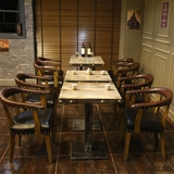 新款美式咖啡厅沙发复古做旧西餐厅个性时尚西餐厅桌椅批发