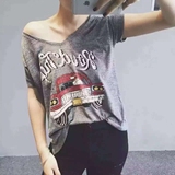 2016夏装 韩国东大门卡通字母小汽车印花无袖背心纯棉T恤女上衣