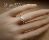 Shaw 美国14K 强光 天然淡水珍珠 单颗 珍珠 梨花 戒指 指环 女