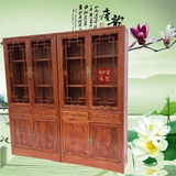 实木书柜 玻璃门书橱 现代中式简约书房储物柜学校复古实木组合柜