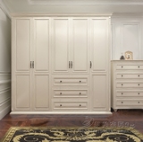 简欧实木烤漆衣柜欧式大衣橱美式田园白色对开门储物柜卧室家具