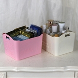 日本大创 面膜收纳盒超大欧式韩版桌面化妆品整理盒子白粉色包邮