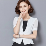 韩版2016新款夏天短款小西装短外套女ol办公室通勤专柜职业小香风