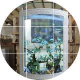 鱼缸水族箱欧式扇形玻璃屏风靠墙大型中型高档创意包邮弧形可定做