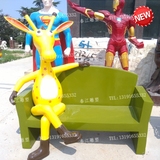 现货彩绘卡通马雕塑商场游乐园歇息椅子摆件趣味卡通动漫动物装饰