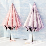太阳城洋伞防晒太阳伞女折叠创意个性韩版蕾丝黑胶遮阳伞防紫外线