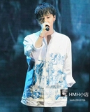 Bigbang权志龙GD演唱会同款蓝色民族风印花长袖白色衬衫男女衬衣