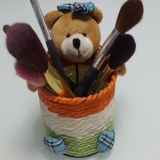 收纳盒杂物小熊创意个性收纳 笔筒盒化妆套刷筒化妆刷眉笔筒