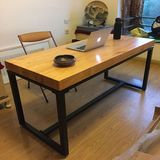 欧美式铁艺复古书桌餐桌做旧办公桌工作台实木写字桌会议桌电脑桌