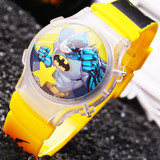 潮流新款蝙蝠侠卡通儿童手表男孩LED趣味水球形闪灯日历电子手表