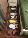 个性卡通可爱猫咪厨房长方形小地毯防滑卧室床边床前地垫图案超薄