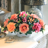 欧式假花仿真花套装 法式家居餐桌花瓶客厅装饰摆设玫瑰混合