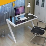 电脑桌台式家用钢化玻璃面学习写字书桌Z型办公桌子1米80简约现代