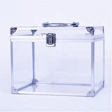手提箱亚克力品收纳盒带锁化妆展示架透明箱盒收纳盒