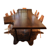 美式实木餐桌工业风办公桌子个性工作台原木电脑桌书桌复古茶桌椅