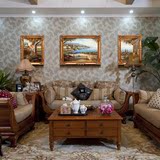 单幅实木油画布手绘组合美式客厅现代装饰画SH524525526