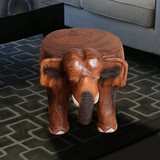 泰国招财象凳创意原木矮凳实木凳子大小象换鞋凳小圆凳木墩子摆件