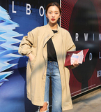 风衣女韩国代购2016秋季新款韩版宽松中长款学生bf风蝙蝠袖外套薄