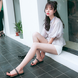 韩版夏装新品欧根纱薄款灯笼五分袖短款女蝴蝶结收腰显瘦气质外套