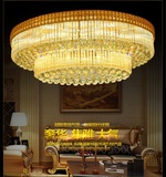 新款豪华金色椭圆形水晶吸顶灯酒店会所大堂客厅大厅灯具奢华