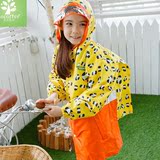 韩国kk树带书包位雨披儿童雨衣男童女童雨衣宝宝雨衣学生小孩雨衣