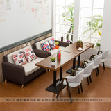 咖啡厅沙发桌椅组合 西餐厅布艺卡座 美式双人 甜品店奶茶店沙发