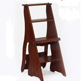 实木楼梯椅美式梯子 创意家用登高凳 5层折叠椅子高88
